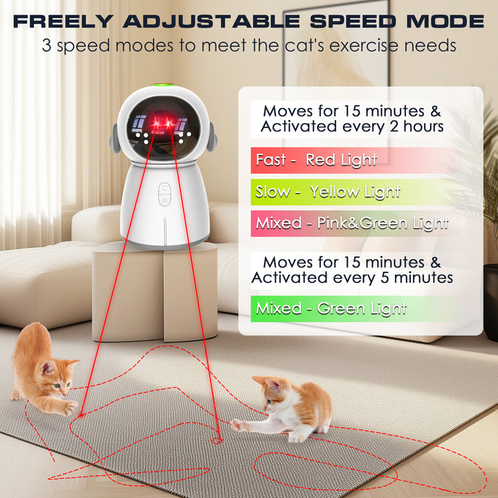 Double Laser Interactive Cat Toy – Auto-start, adjustable dual tracks, rechargeable design, perfect for indoor cats and dogs to beat boredom.