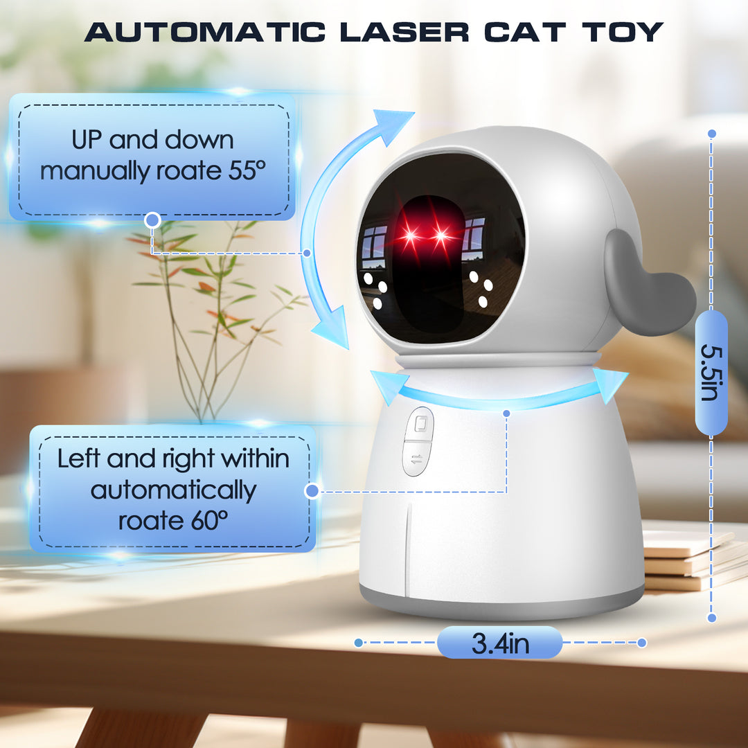 Double Laser Interactive Cat Toy – Auto-start, adjustable dual tracks, rechargeable design, perfect for indoor cats and dogs to beat boredom.