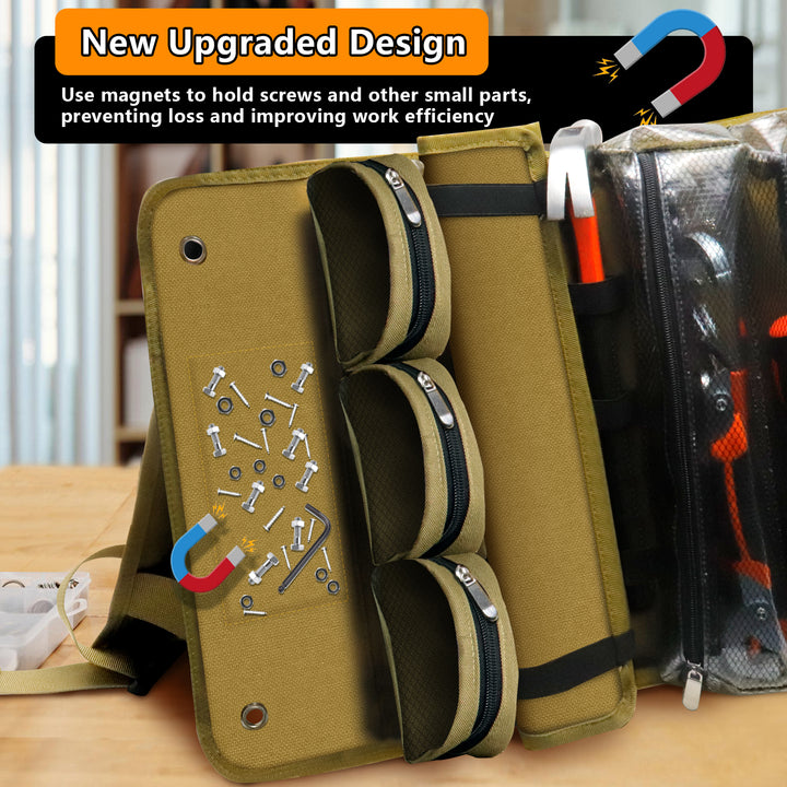 Heavy Duty Tool Roll – Durable Rolling Design with Removable Pockets