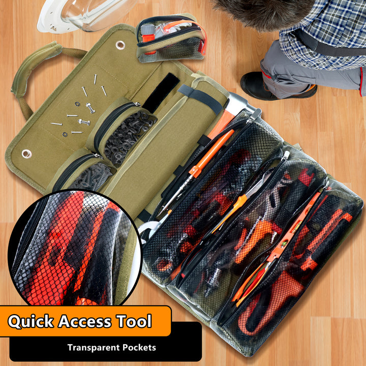 Heavy Duty Tool Roll – Durable Rolling Design with Removable Pockets