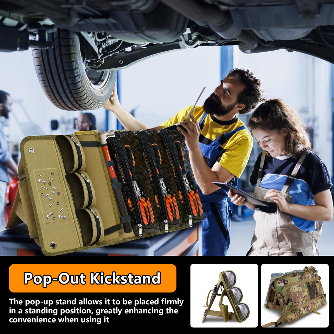 Heavy Duty Tool Roll – Durable Rolling Design with Removable Pockets