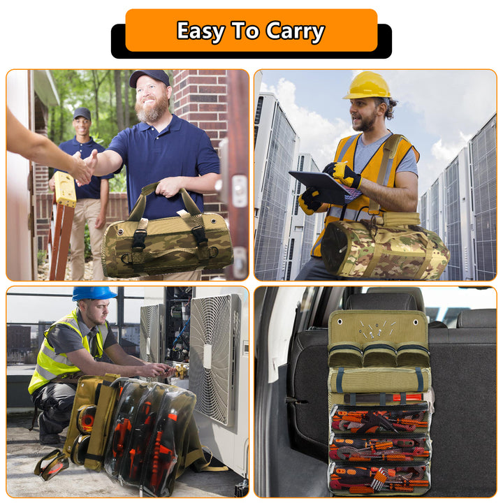 Heavy Duty Tool Roll – Durable Rolling Design with Removable Pockets